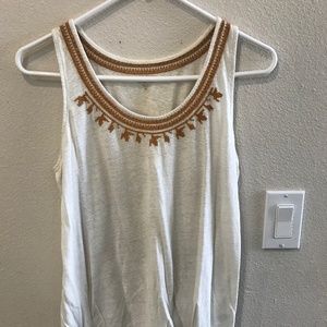 Garnet Hill embroidered linen tank, size xs